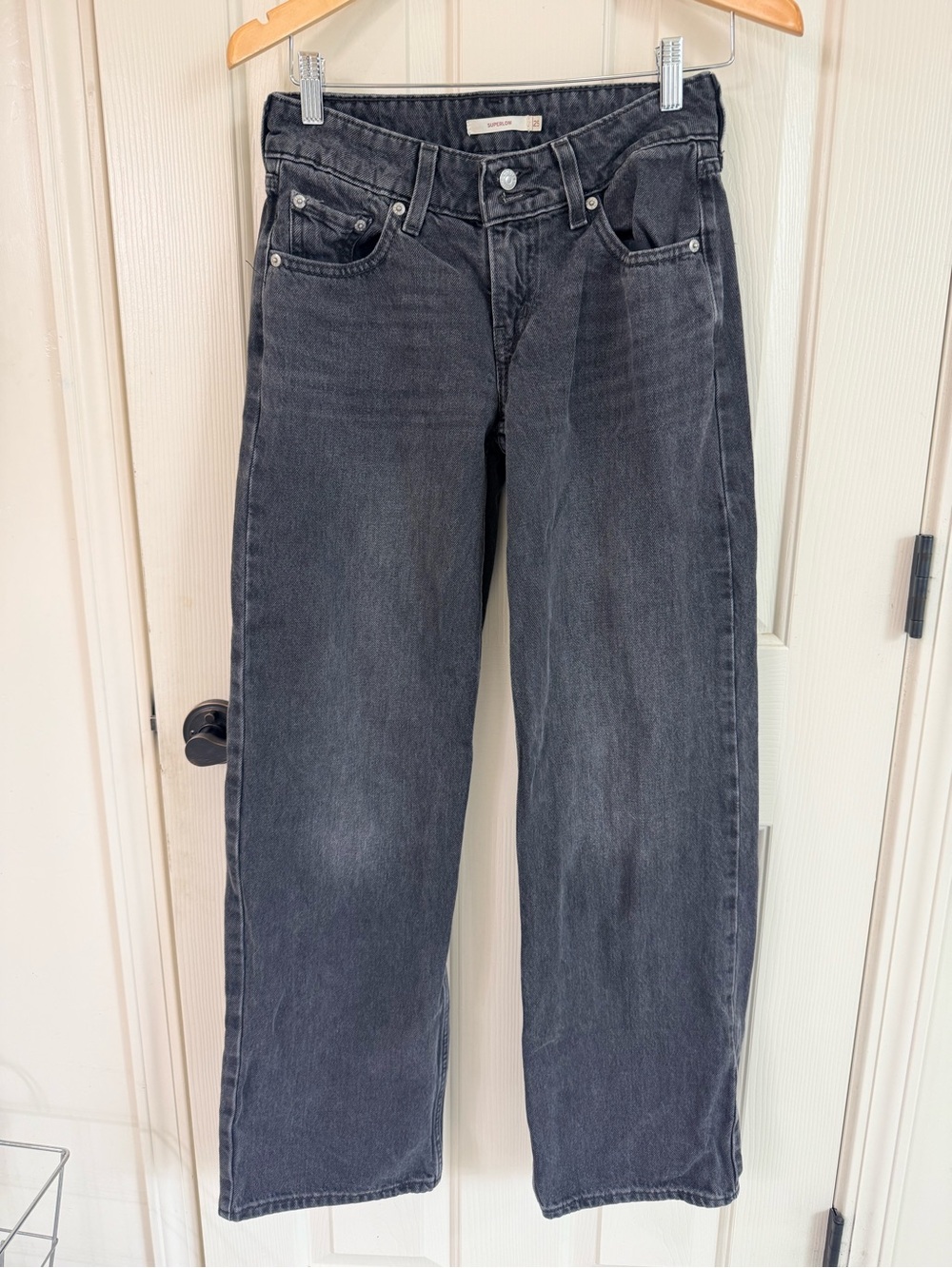 Levis Women Black Wide-Leg Super Low rise Jeans